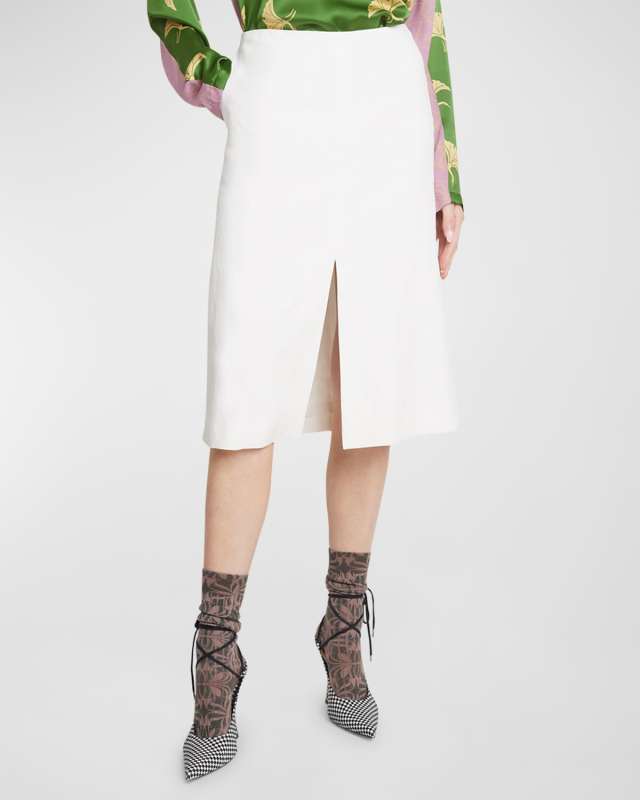 Slit-Hem A-Line Midi Skirt